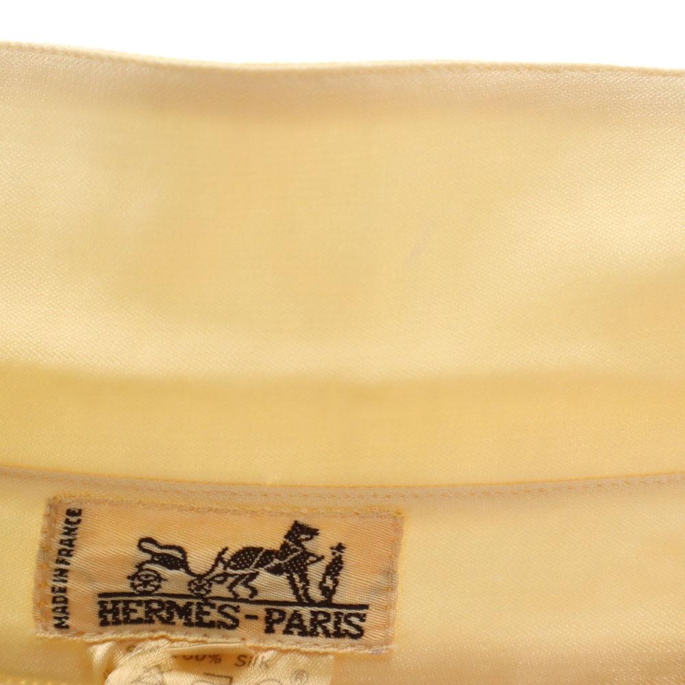 Hermes French Silk Blend Old Long Sleeve Shirt 38 Beige Women Used