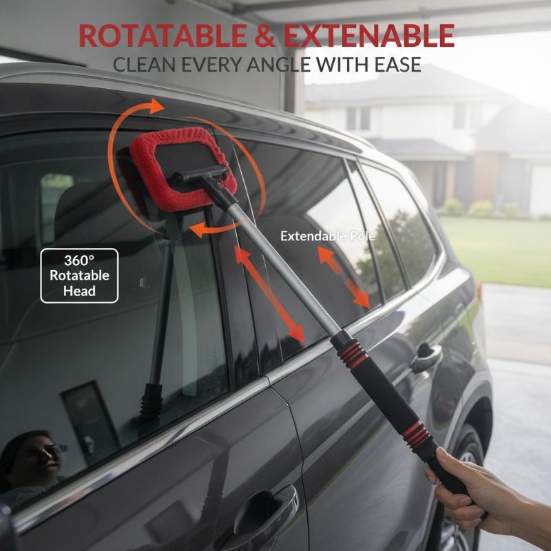 2026 New Car Windshield Cleaning Brush Set Microfiber Telescopic Window Glass Cleaner Car Window Cleaner Window Scraping Mist