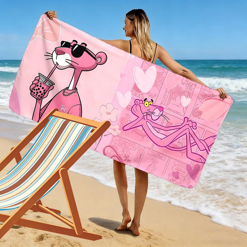 Pink Panther Print Beach Towel, Large Soft Quick Dry Towel for Beach Camping Swimming