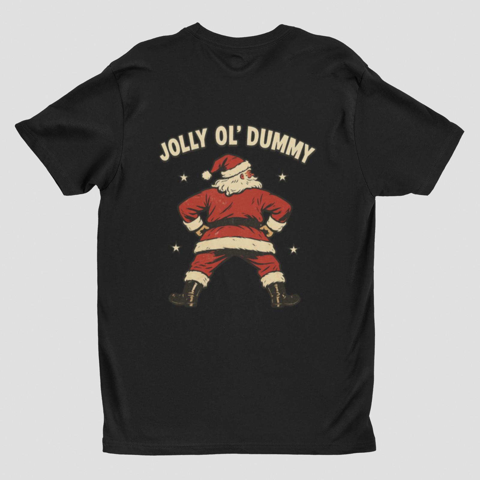 Jolly Ol’ Dummy Funny Santa T-Shirt Retro Christmas Graphic Tee Holiday Humor L