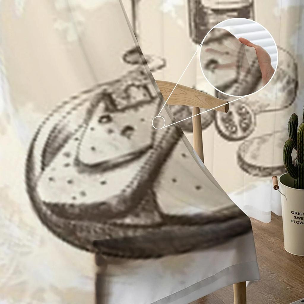 Wine And Cheese Sheer Curtains For Bedroom Living Room Tulle Curtains For Kitchen Window Voile Curtains