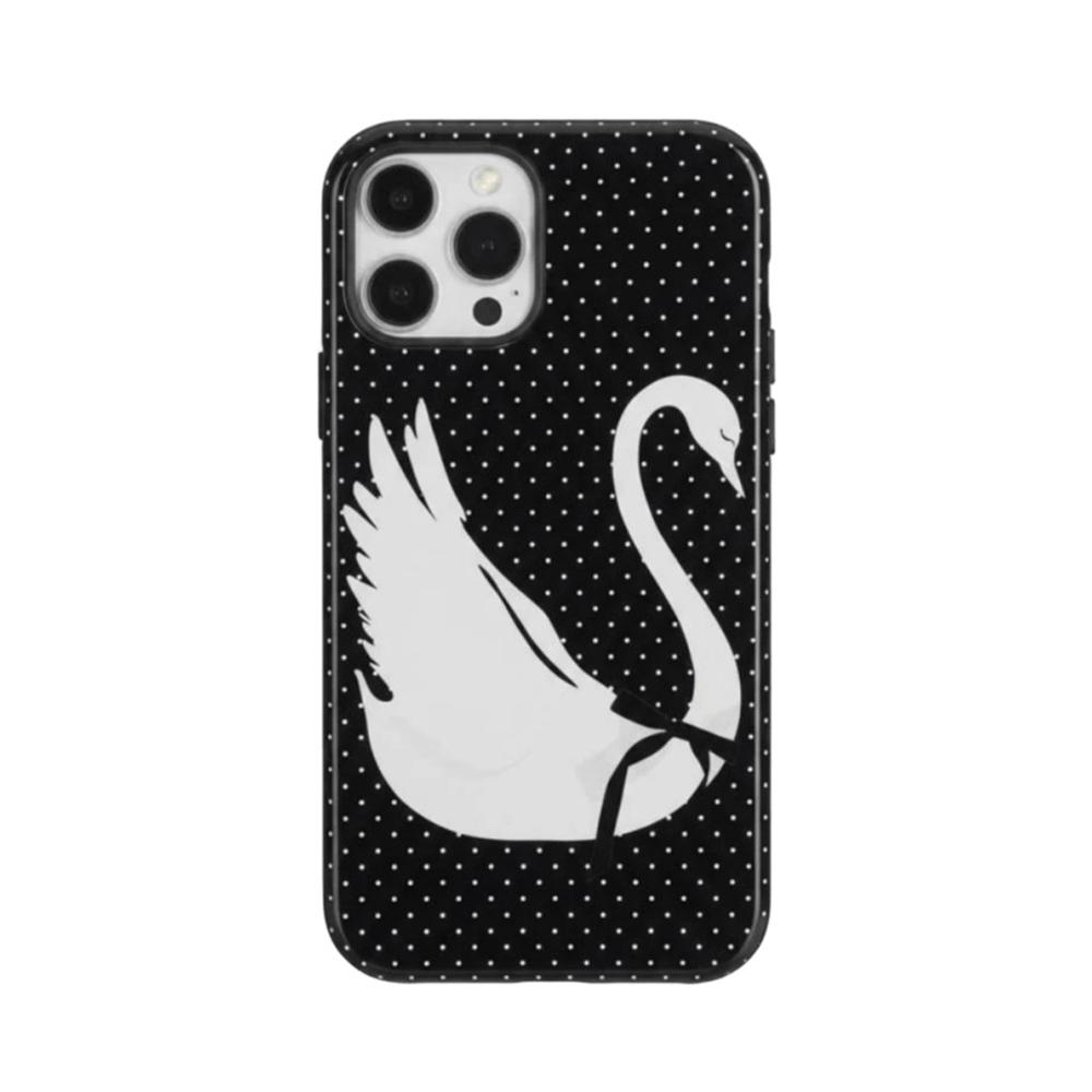 Luxury Clmj Black White Swan Lace Phone Case for iPhone 17 16 15 14 13 12 11 X XS XR Air Pro Max Plus Double-layer Back Cover