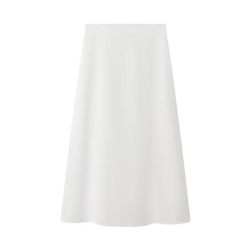 Kaslead New Arrival Women's Fashion Style Fashion Casual Easiest for Match Minimalist Cotton and Linen High Waist Skirt