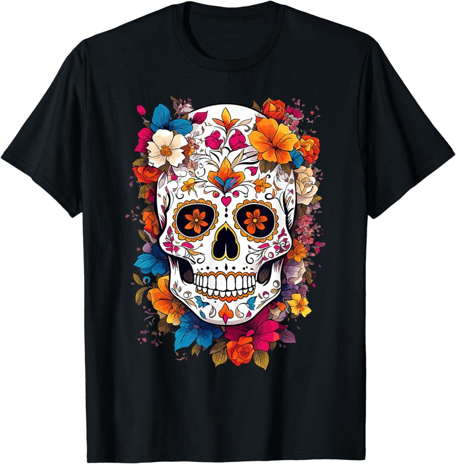 Dia De Los Muertos 2023 Sugar Skull La Catrina Halloween Unisex T-Shirt XL