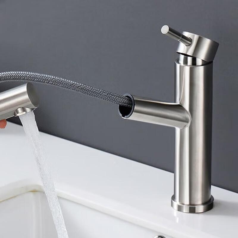 TLXT Stainless Steel Pull-Out Wall-Mounted Basin Faucet