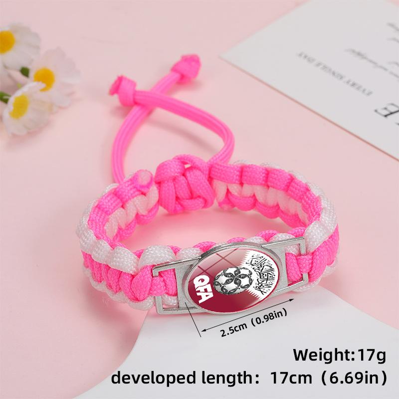 Qatar World Cup Woven Bracelet, Time Gem Team Logo Paracord Fan Support