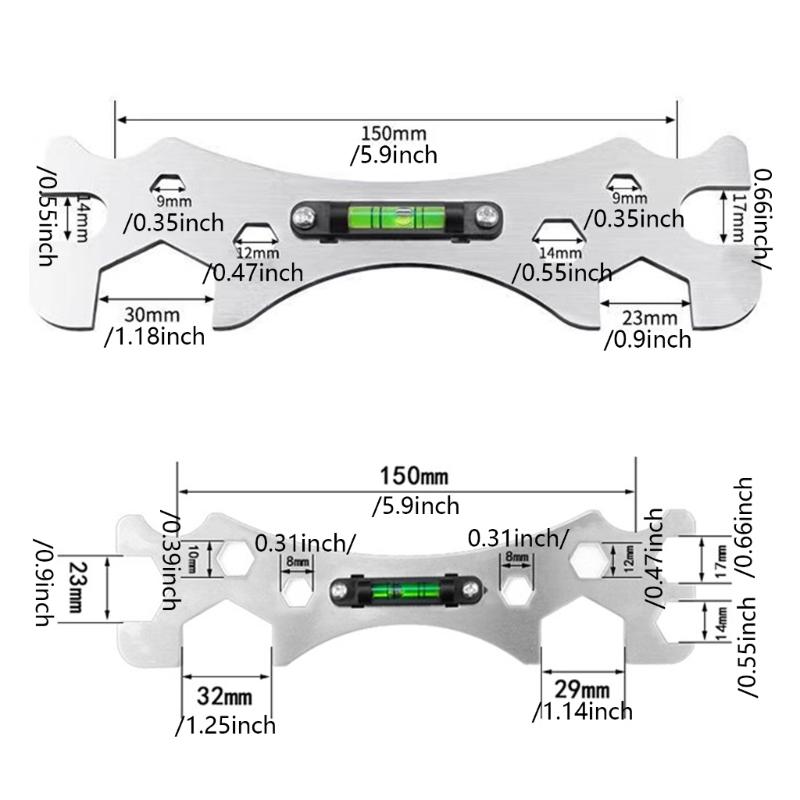 Multipurpose Bathroom Faucet Installation Wrench with Level Ruler for Precise Faucet Positioning and Hex Nut Adjustment