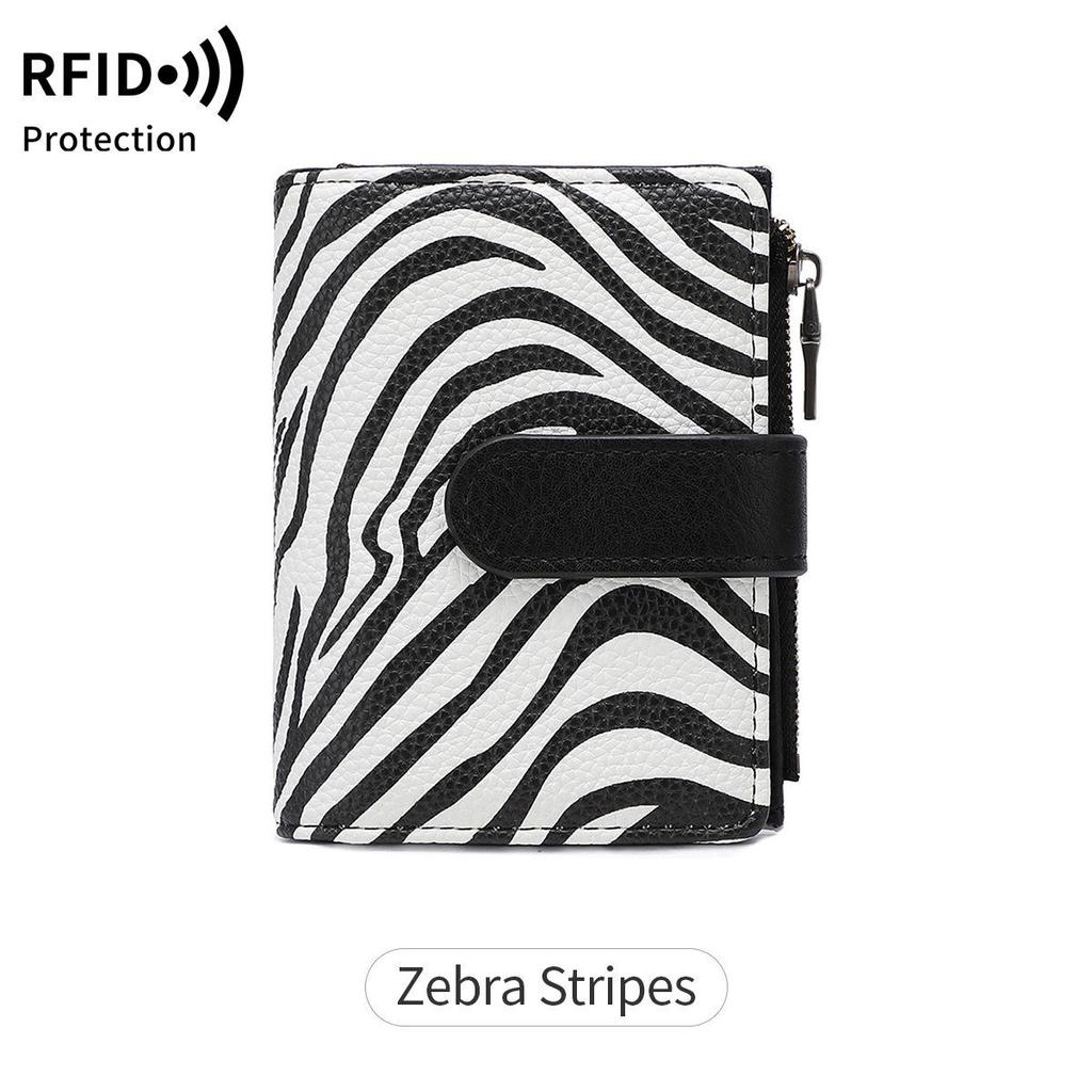 Damski skórzany portfel trifoldowy RFID chroniący przed kradzieżą z wieloma przegródkami na karty - Styl retro europejski i amerykański