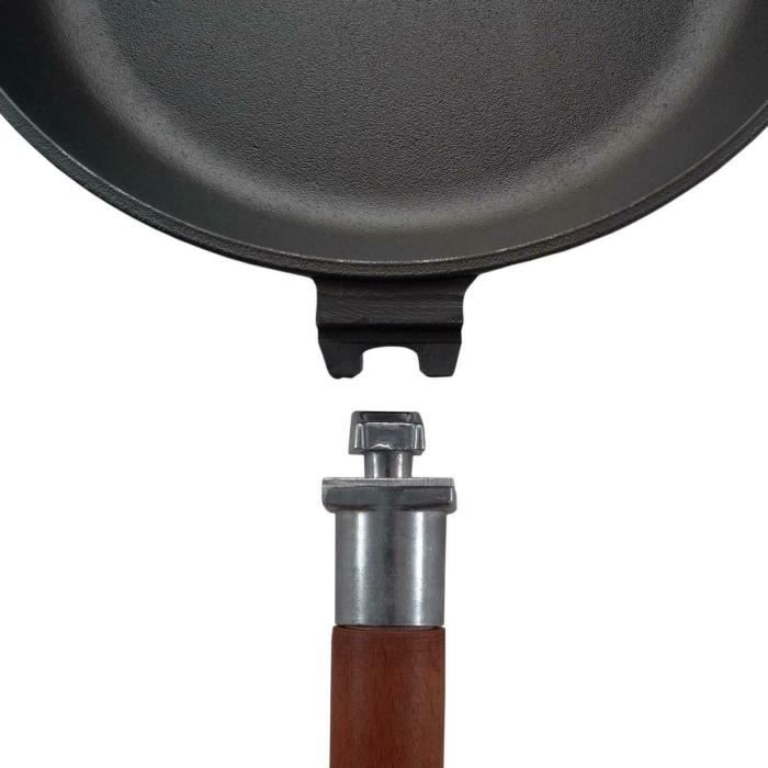 Poêle En Fonte - BIOL - 24 Cm - Manche En Bois Amovible - Conductivité Thermique Homogène - Fabriqué En Europe