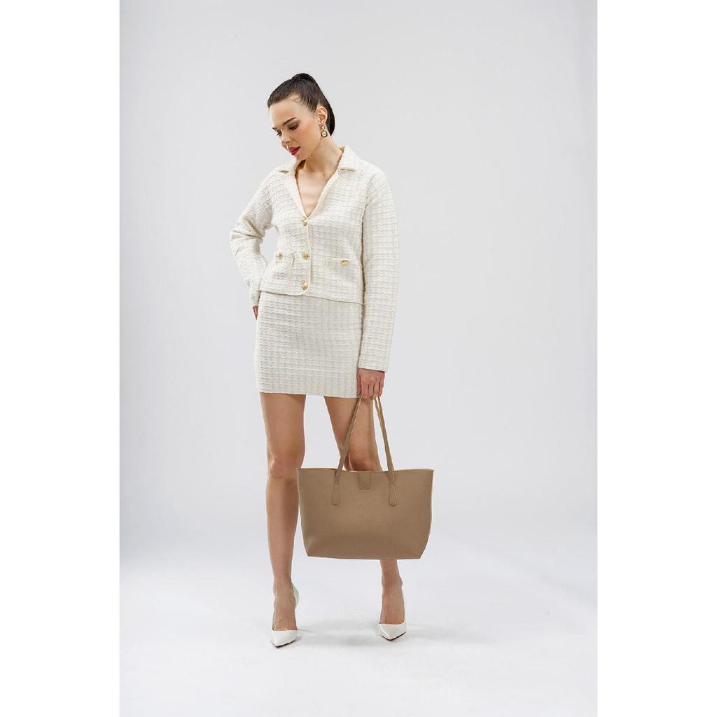 Woman Big Artificial Leather Tote Shoulder Bag