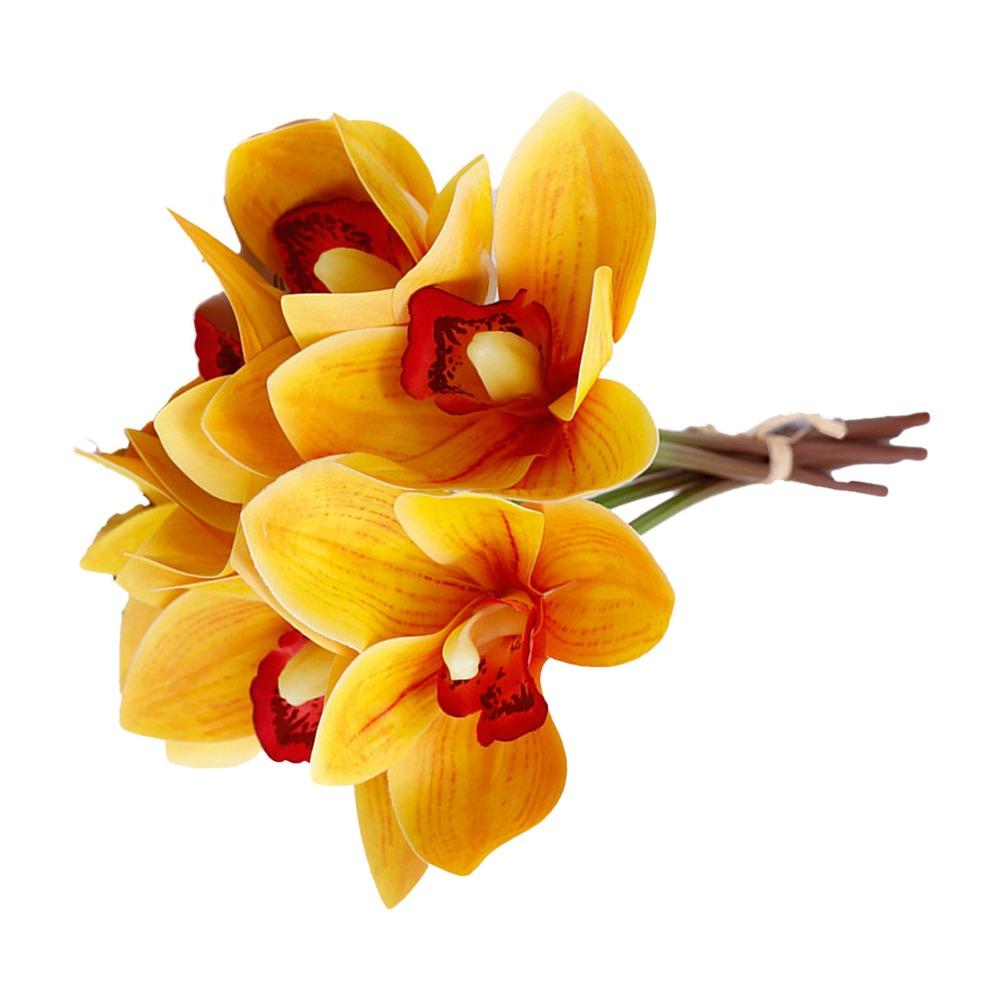 3D Printed Faux Orchid Decor 6 Stems Fake Orchid Bouquet Silk Orchid Decorations Table Centerpiece