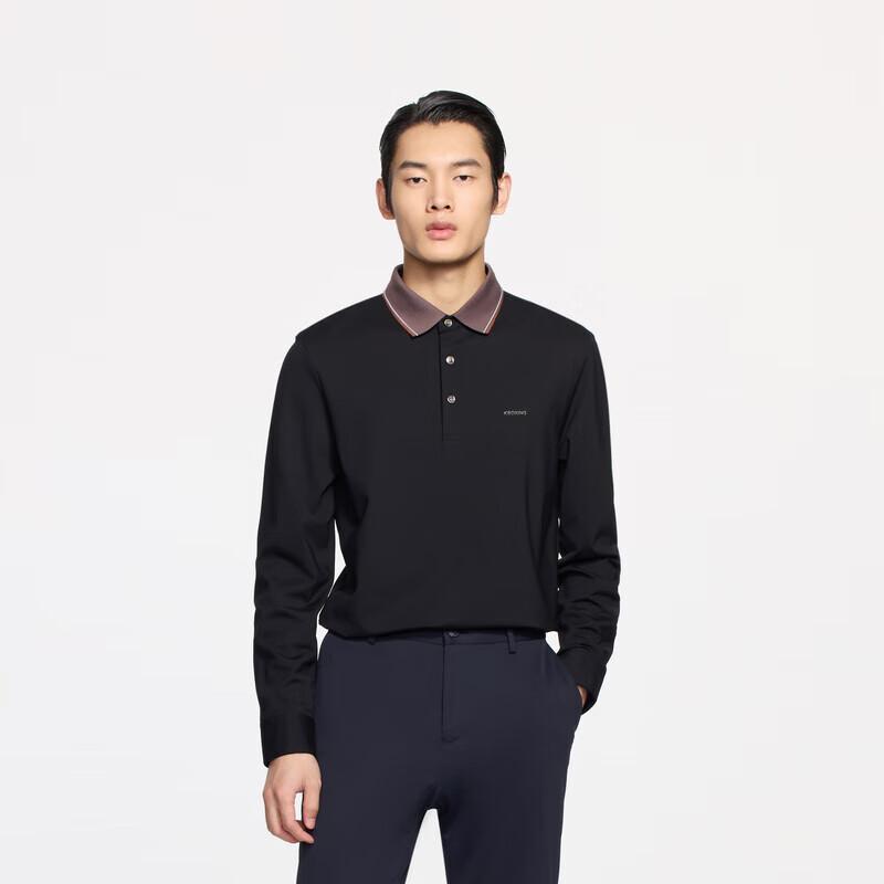 K-Boxing Men's Micro-elastic Soft Business Long Sleeve Antibacterial Polo Shirt (Model BTXE3630)