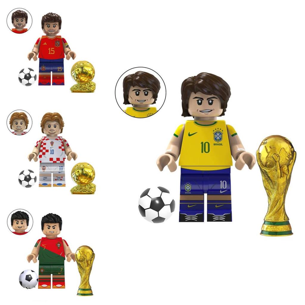 Soccer Star Series Team Building Blocks Set Small Plastic Pieces