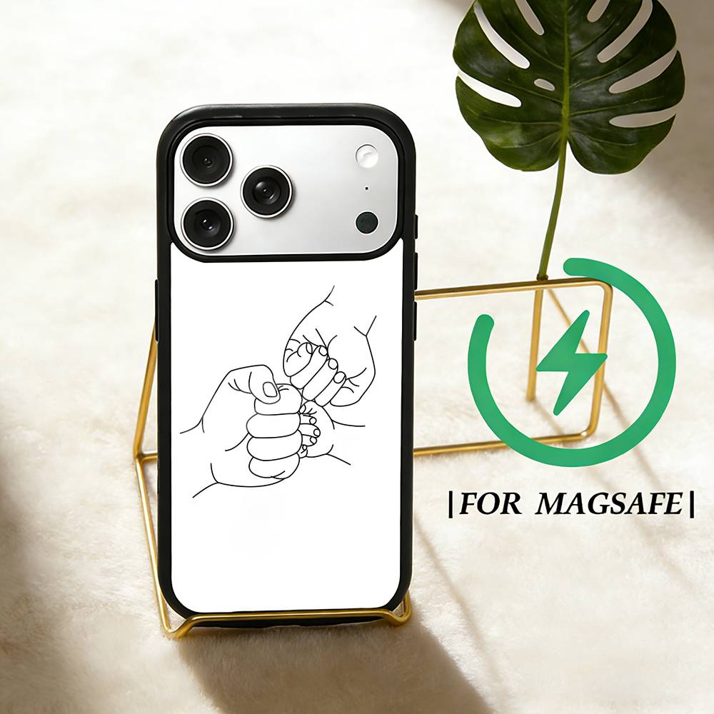 

Baby Mom daughter Son Dad Hand Phone Case For iPhone 17 16 15 14 13 12 Pro Max Plus for Magsafe Mirror Wireless Magnetic Cover iPhone14PRO