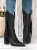 Women's High-Heeled Mid-Calf Boots: European & American Style, Large Sizes, Pointed Toe, Embroidery, Fringe, White, Western Cowboy.