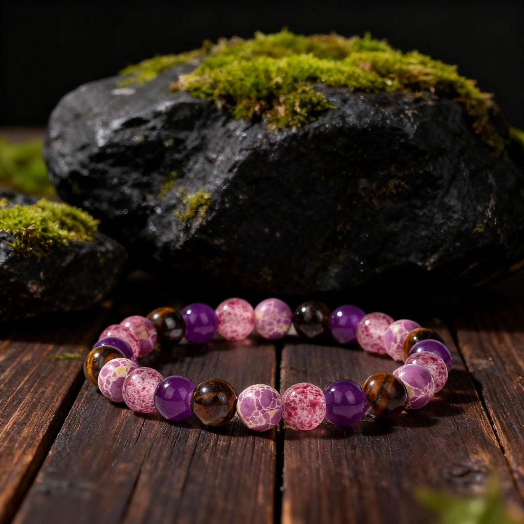 Purple Sea Sediment Jasper Amethyst And Tiger Eye Beaded Bracelet Mystic Fashion Jewelry For Men And Women Daily Wear Simple Versatile Accessory