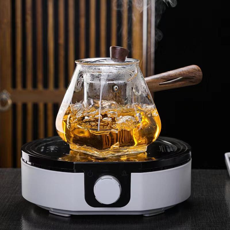 Japonský mufeng varný konvice skleněná konvice elektrický keramický sporák žáruvzdorná dřevěná rukojeť boční rukojeť konvice květinová a travní konvice