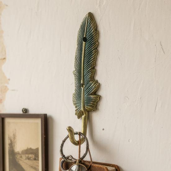 Feather Hook, Cast Iron Wall Decoration Hooks, Vintage Style Waterproof Rust-Resistant Hanger, for Entrance Hall Bedroom