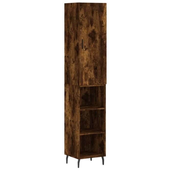 VidaXL Highboard Smoked Oak 34.5x34x180 Cm Engineered Wood 3198998
