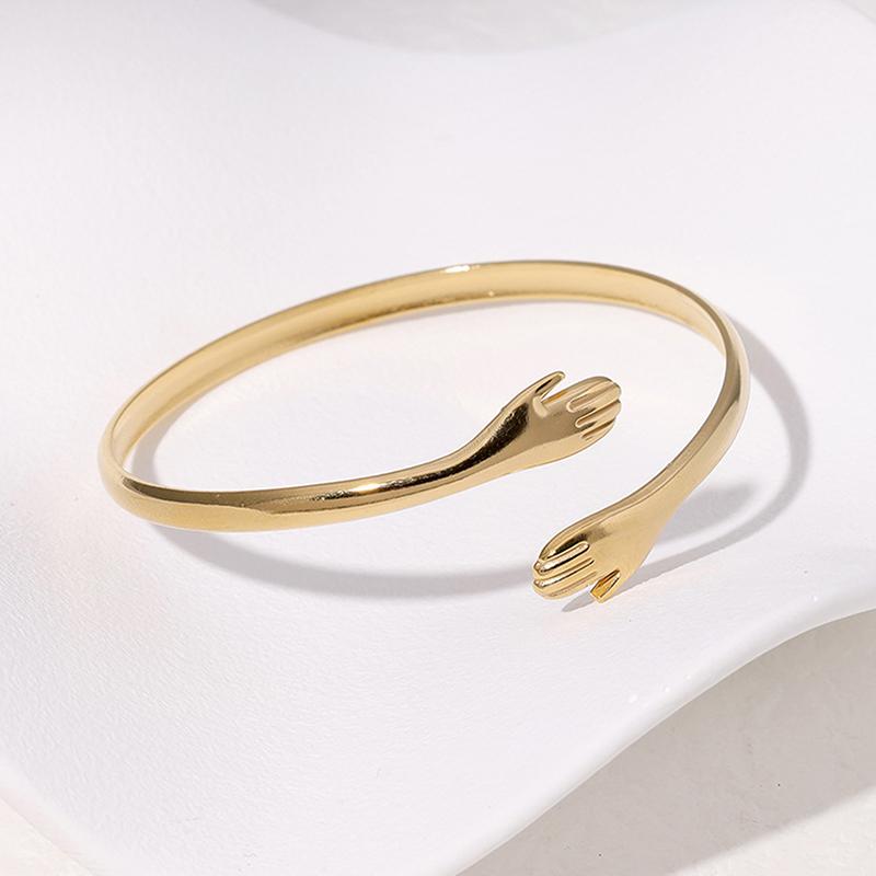 Romantic Hug Hands Embrace Adjustable Open Bracelet Love Hand Cuff Thin Bangle For Women Men Couple Jewelry Chic Wedding Gifts
