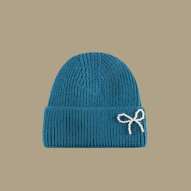 Bow Tie Knitting Cap Hat Woolen Yarn Cuff Knit Beanie Casual Fleece Warm Knitted Hat