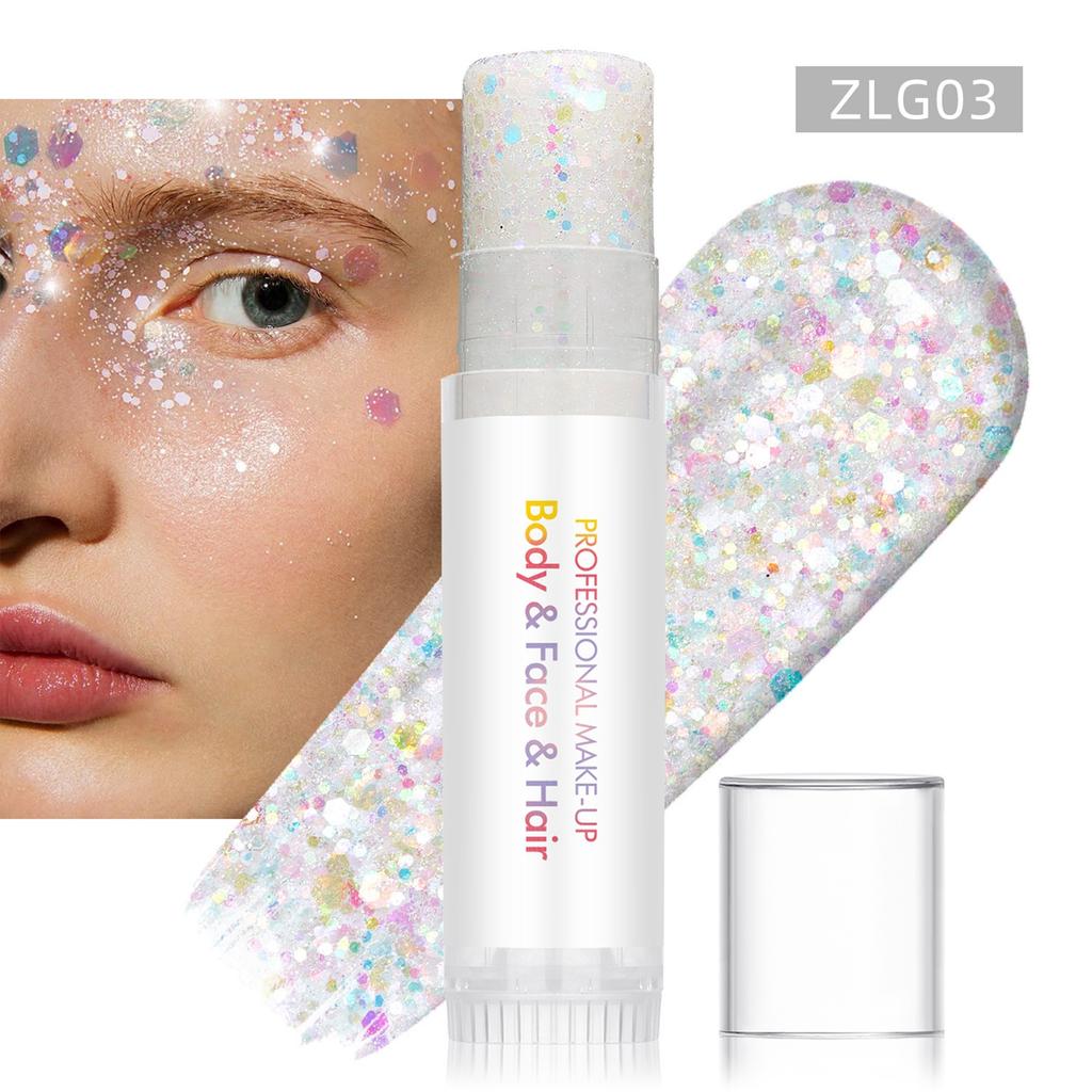 Stick Glitter Corpo, Pittura Facciale, Gel Paillettes, Trucco Sirena, Carnevale Festival Musicale, Capelli, Ombretto, Trucco.