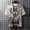 Pánské tričko s 3D potiskem a kresleným zvířecím potiskem, stylové, s grafickým potiskem a samurajskými tetováními, trendy, ležérní, Harajuku, streetwear, hip hopové tričko.