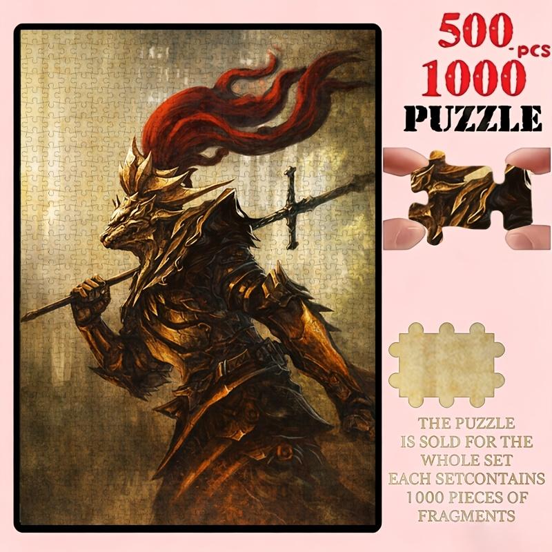 500/1000pcs Puzzle Game (Golden Armor Beast Head War Soul Wielding Halberd Stepping City) Suitable for Living Room Decoration, Wedding Home Arrangemen