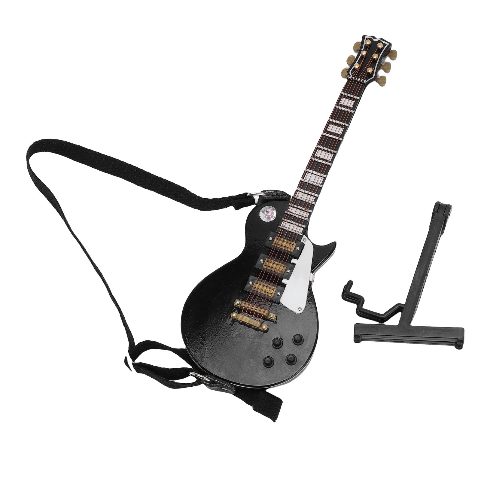 

Миниатюрная электрогитара 18 см Черная Деревянная Миниатюрная Модель Электрогитары со Стойкой и Чехлом для Украшения Дома