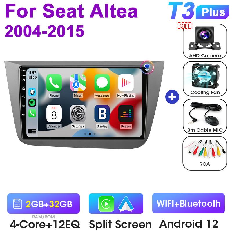 2 Din Android 12 Car Radio For Fiat Seat Altea 2004 - 2015 Multimedia Video Player GPS Carplay Auto Stereo 4G QLED DVD Head Unit