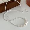 95 Sterling Silver Mother-of-Pearl Round Pearl Necklace - Women's Elegant Light Luxury Collarbone Gift
