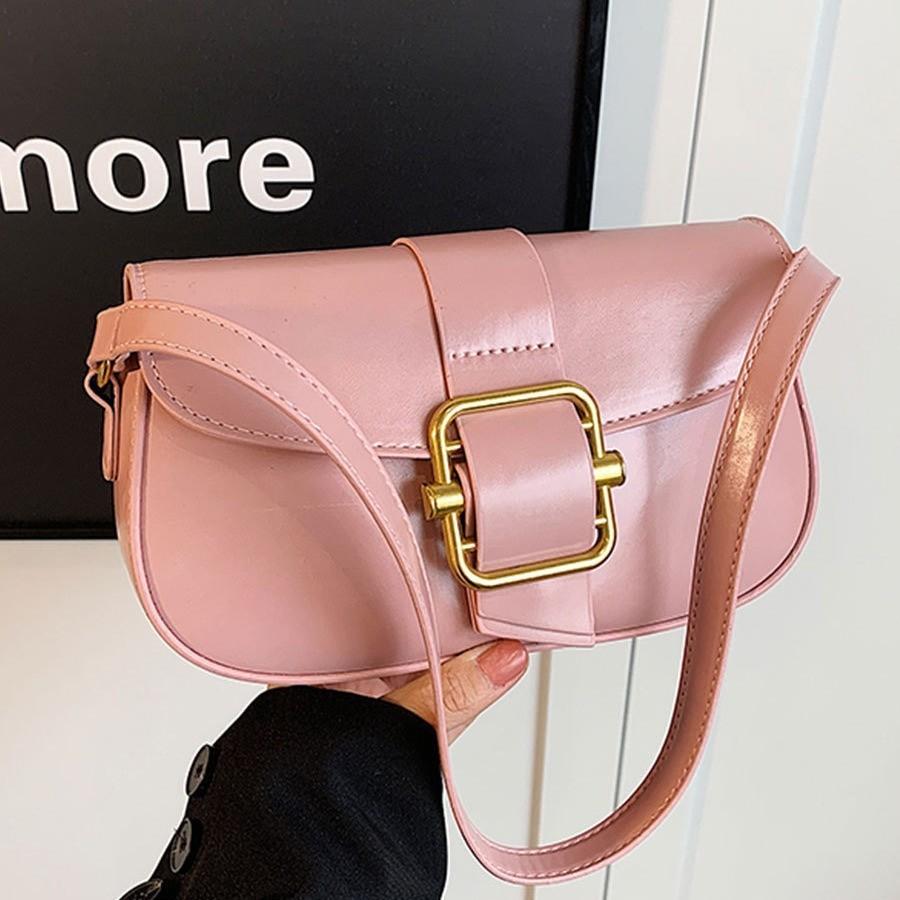 Trendy Small Pu Saddle Bag For Women 2023 Winter Street Style Shoulder Crossbody Bag