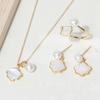 Factory Direct Selling Shell Fresh Water Pearl Suit Women Natural Color Mantou Pearl Necklace Ring Earrings Three Piece Set