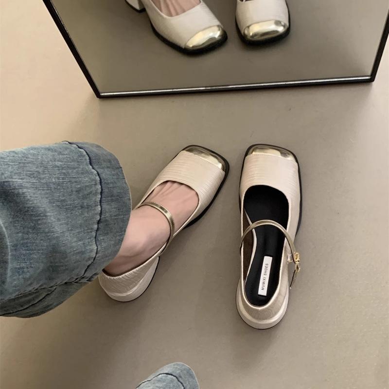 Square Head Shallow Mouth Thick Heel Single Shoes Women's Summer New Temperament High Heel Mary Jane Shoes