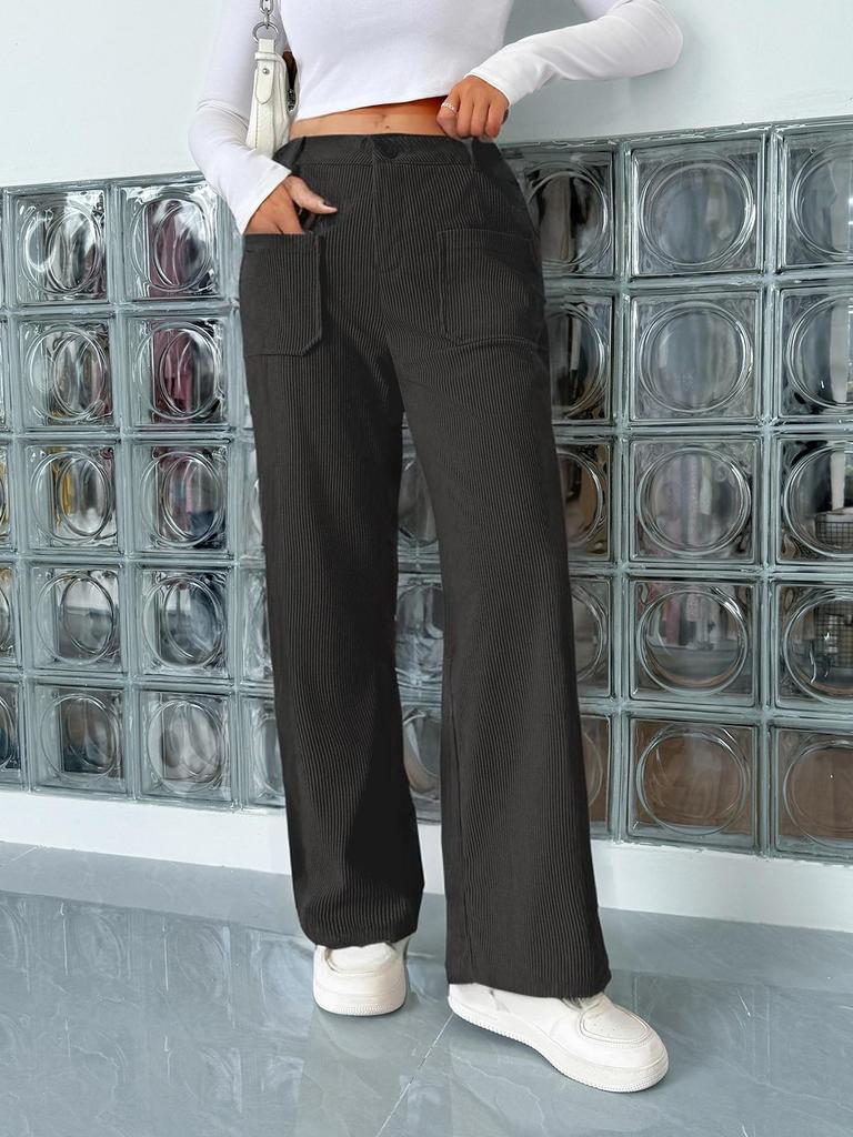 2025 European & American Fashion Straight-Leg Pants with Pockets