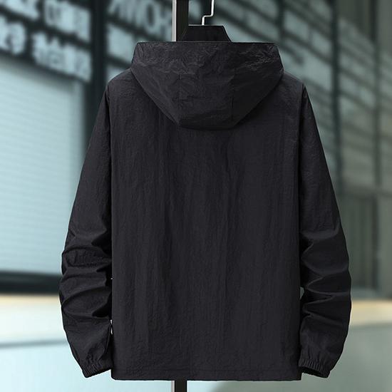 Summer Men's Solid Color Sun Protection Clothes Zipper Hoodie Fashion Sunscreen Clothes Large Casual Outerwear