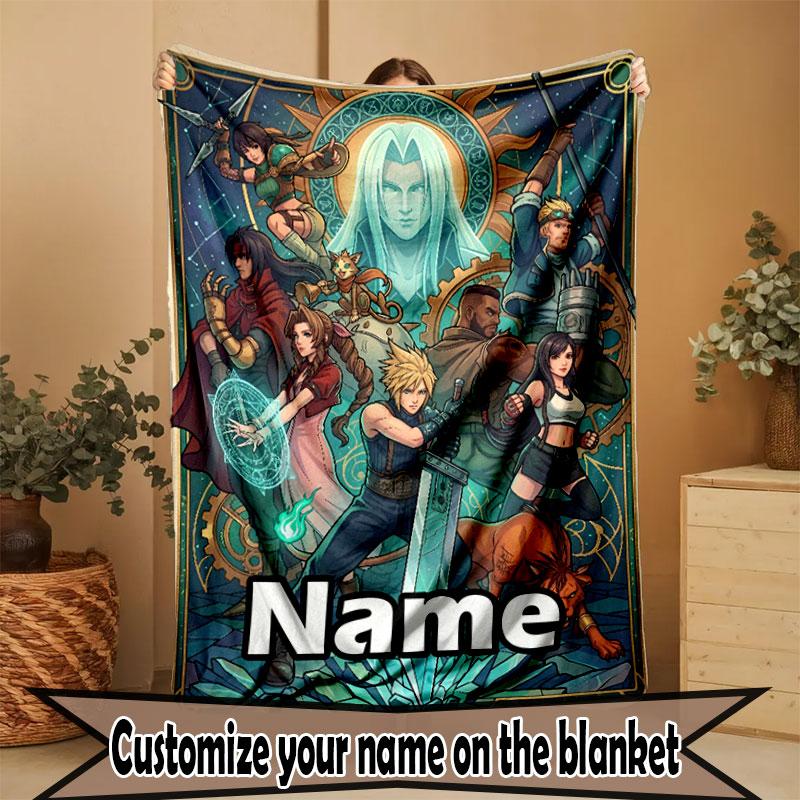 Custom Name Personalized Final Fantasy Print Blanket, Home Decor, Bedroom, Sofa, Camping, Couch, Gifts for Birthday Christmas