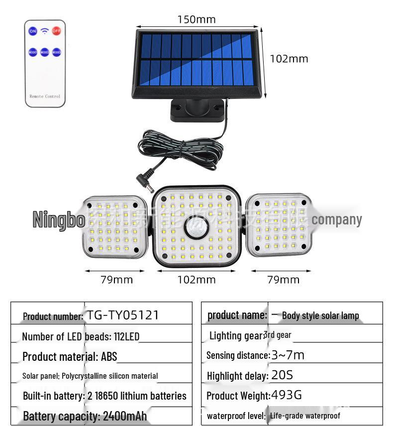 Solar LED Wall Lamp: Waterproof Outdoor Light with Human Motion Sensor for Garden and Garage.
