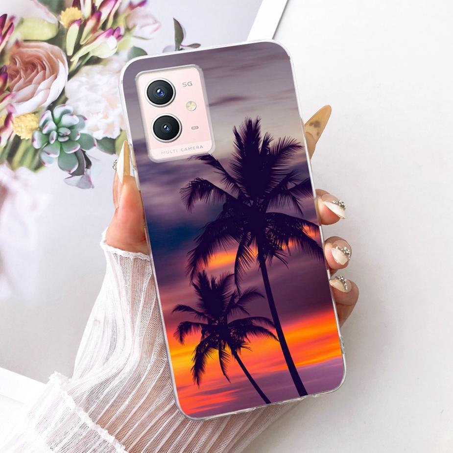 

For Vivo Y55 5G Case V2127 V2154 New Flowers Butterfly Painted Cover Soft Slim Phone Case For Vivo Y75 5G V2142 VivoY33s 5G Bags Vivo Y55 5G