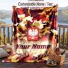 Flannel Blanket Poland Football Print Custom Name Text Soft Throw for Sofa Bed