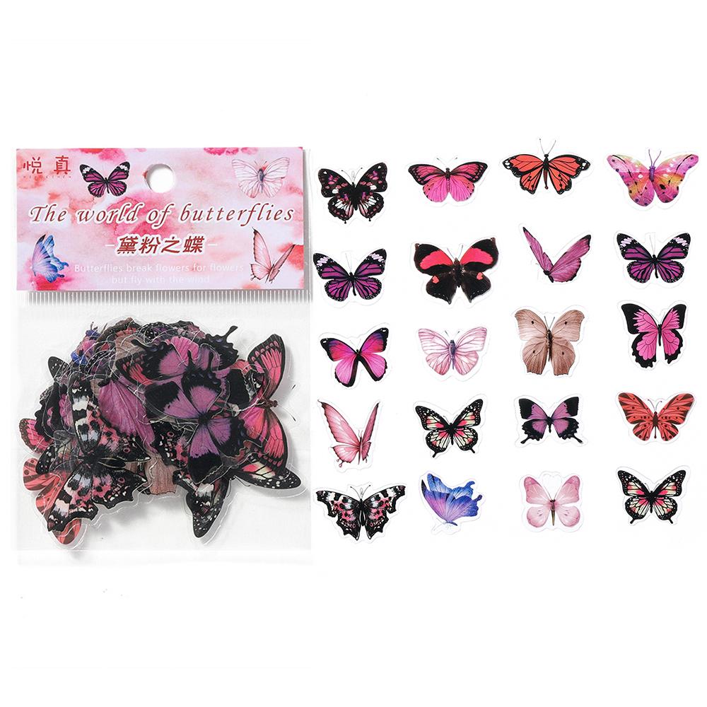 40Pcs/Bag Colorful Butterfly Stickers PET Transparent Decorative Epoxy Resin Fillings for DIY Epoxy Resin Crafts Book Decor