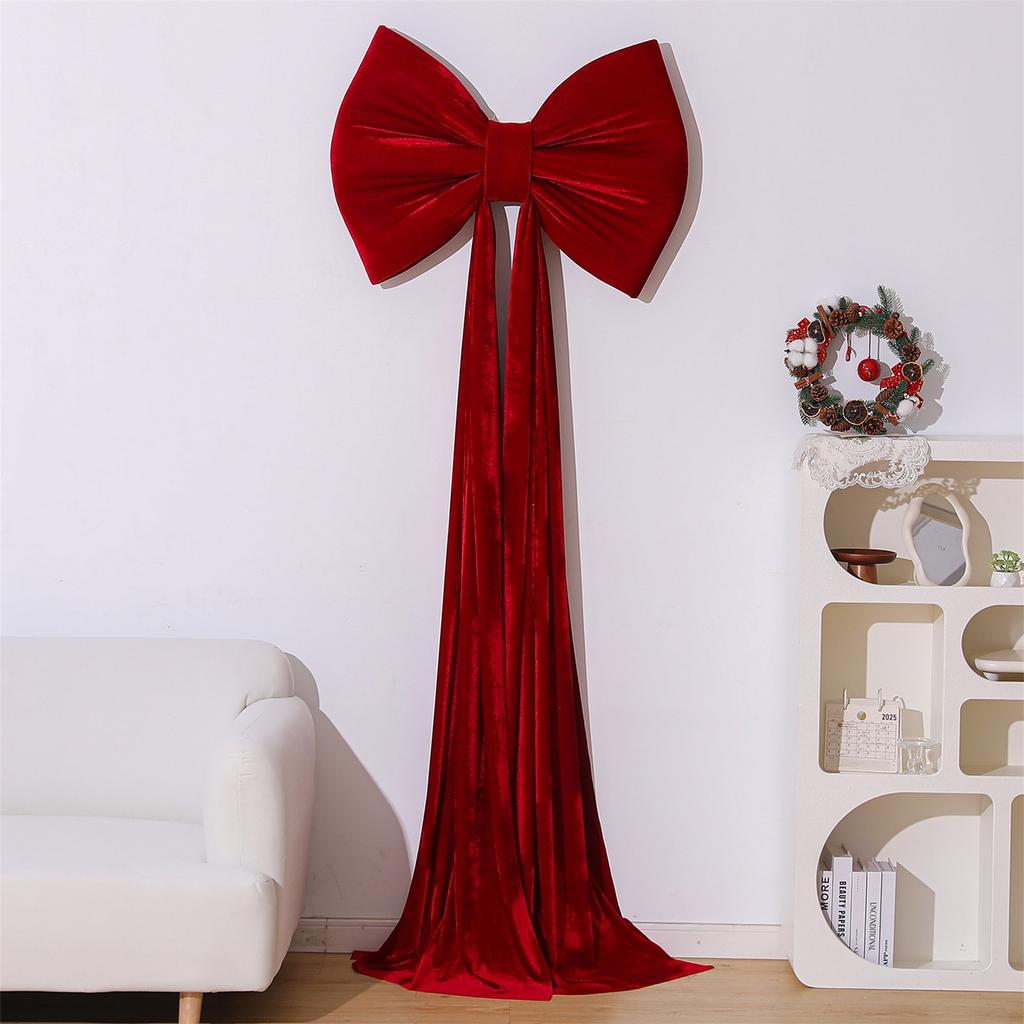 Christmas Decoration Velvet Bow Pendant, Large Christmas Tree Bow, Christmas Scene Atmosphere Decoration Display Mall Hanging Ornament