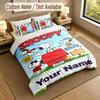 3Pcs Bedding Set Custom Name Text, 1 Sheet 2 Pillowcases Home Bed DecorSnoopy Peanuts