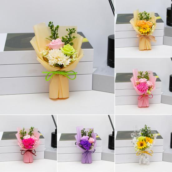 Soap Flower Bouquet Scented Artificial Carnation Rose Flower Bouquet for Women Mom Wife Best Friend Birthday Christmas Valentine's Day