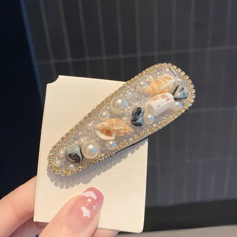 Retro New Pearl Bb Clip Internet Celebrity Rhinestone Back Head Broken Hair Clip Versatile Internet Celebrity Girl Hairpin Hair Accessories