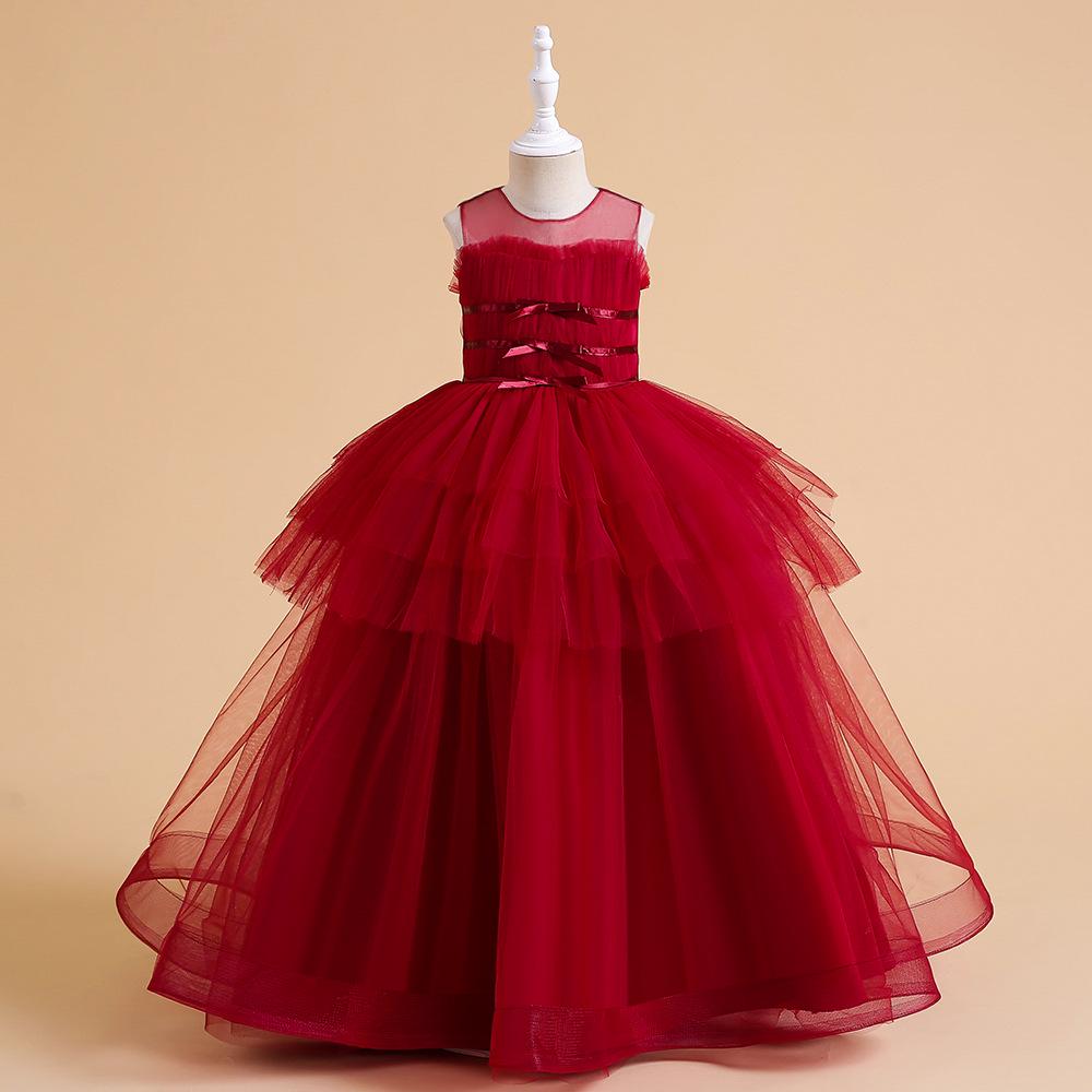 

Girls Princess Flower Girl Long Formal Dress for Weddings and Performances 140cm = 7-8 years