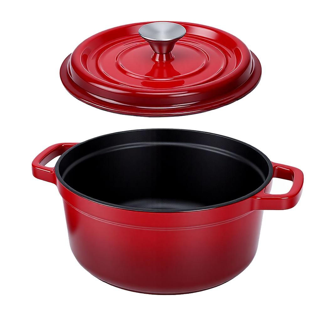 Dutch Oven Round Double Eared Enamel Pot with Lid Double Handle Design for Bread Baking