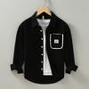 Surplus Hong Kong Style Pure Cotton Shirt for Men, Spring and Autumn Color-Blocking Patch Pocket Workwear, Stylish and Cool Long-Sleeve Casual Jacket