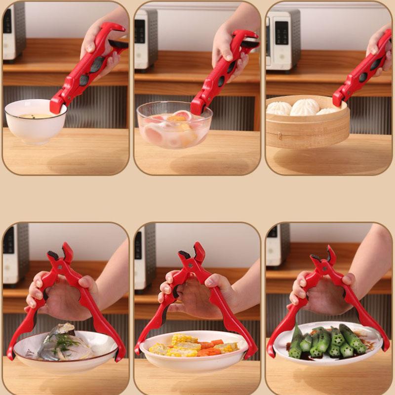 3-in-1 Hot Plate Gripper Lifters Tongs Multi-Angle Anti-Scald Bowl Holder Clip Grabber Tool