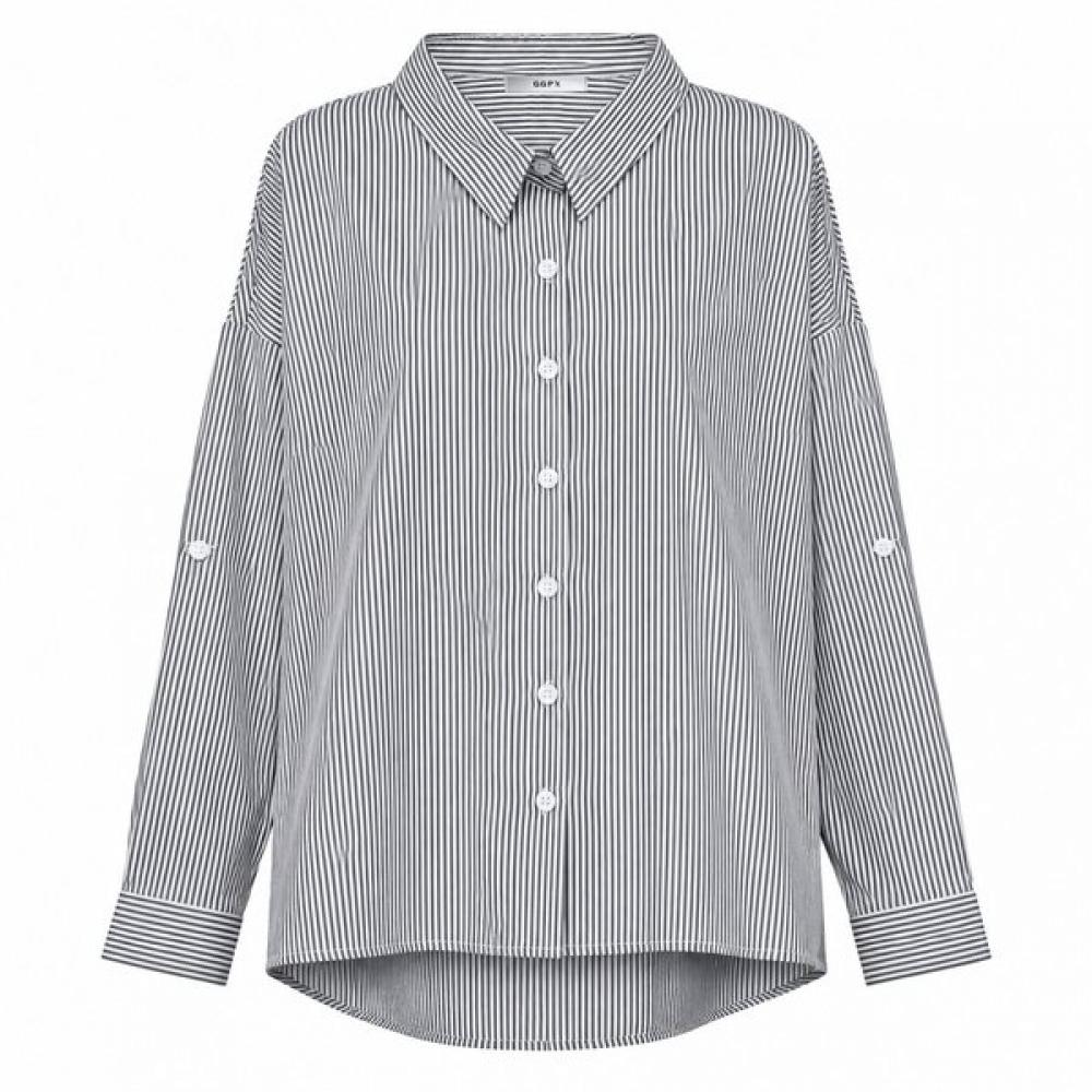 Ggpx New York Men Stripe Roll Up Asymmetrical Shirt Gq8sh052f